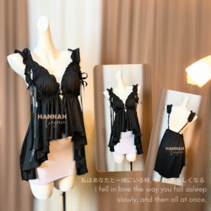 S-7XL AUBREY Black Nightdress